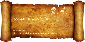 Rodek András névjegykártya